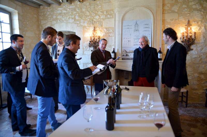 Hubert de Bouard talks to the team at Château Bellevue